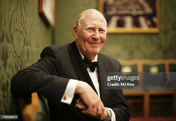 Sir Roger Bannister poses for a photograph while attending the Morgan Stanley Great Britons Awards 2006 at the Guildhall on January 18, 2007 in...