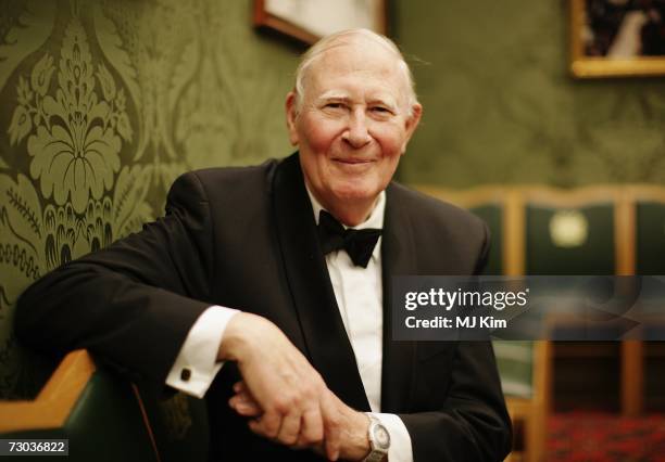 Sir Roger Bannister poses for a photograph while attending the Morgan Stanley Great Britons Awards 2006 at the Guildhall on January 18, 2007 in...