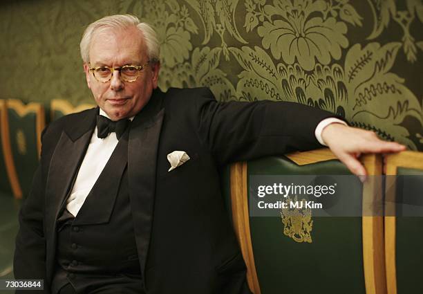 Historian David Starkey poses for a photograph while attending the Morgan Stanley Great Britons Awards 2006 at the Guildhall on January 18, 2007 in...