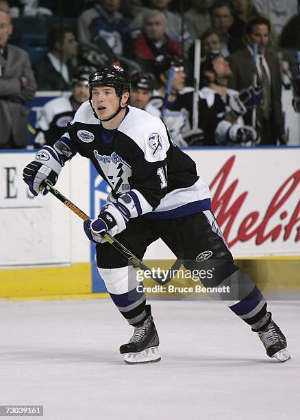 Ruslan Fedotenko of the Tampa Bay Lightning skates against the Pittsburgh Penguins during their NHL game at the St. Pete Times Forum on January 9,...