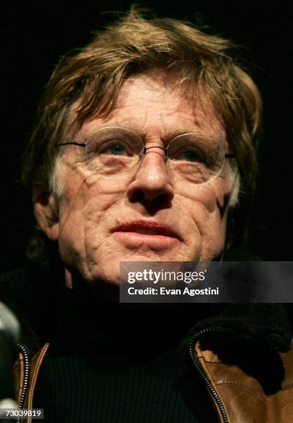 Sundance festival founder Robert Redford speaks during the opening night premiere of "Chicago 10" held at the Eccles Theater during the 2007 Sundance...