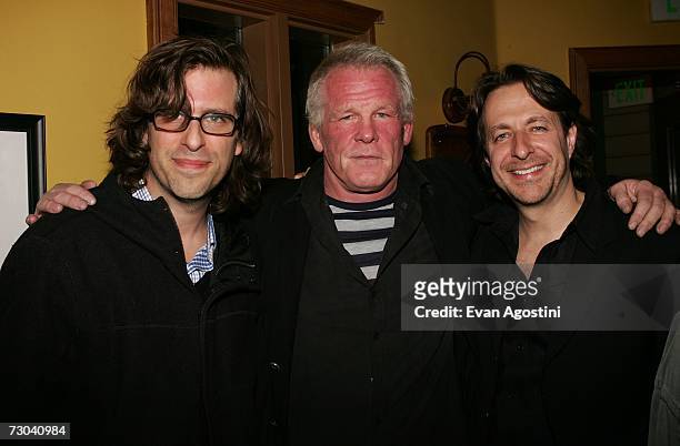 Director/producer Brett Morgen, actor Nick Nolte and composer Jeff Danna attend the opening night premiere of "Chicago 10" after party held at The...
