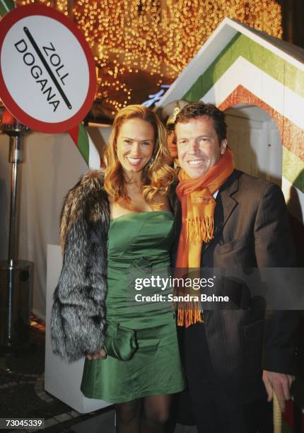 Lothar Matthaeus and his wife Marijana Matthaeus arrive for the "Baldessarini Night" during the Baldessarini Snow Arena Polo World Cup at the hotel...