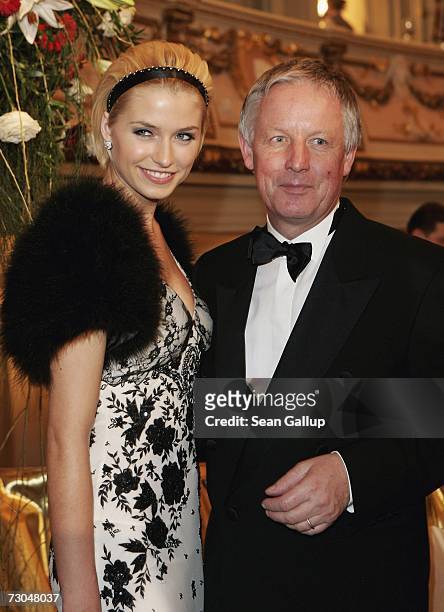 Lena Gercke, also known as Lena G. Winner of "Germany's Next Topmodel," and television host Juergen Fliege attend the 2nd annual Semper Opera Ball on...