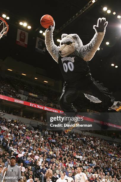 Crunch of the Minnesota Timberwolves dunks the ball during a time out in the game against the Detroit Pistons on January 19, 2007 at the Target...