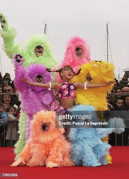 An acrobatic act performs during the Street Circus Parade during the 31st International Circus Festival of Monte-Carlo on January 20, 2007 in Monaco.