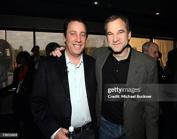 Producer David T. Friendly and Marshall Herskovitz of the Producers Guild attend the Producer's Guild Breakfast hosted by the Hollywood Reporter at...