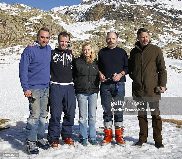 Members of jury, Antoine Dulery, Pierre-Francois Martin Laval, Sara Forestier, Jean Pierre Darroussin and Antoine De Caunes pose in L'Alpe d'Huez...