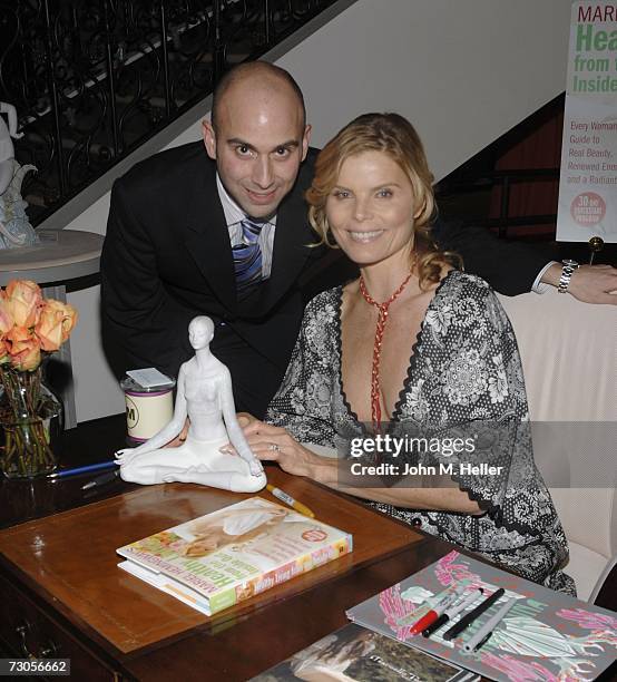 Karim Moniem, US Retail Director Lladro dnd Marie Hemingway attend the private cocktail party celebrating Mariel Hemingway's new book "Healthy Living...