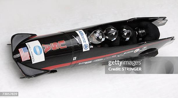 Steven Holcomb, Pavle Jovanovic, Steve Mesler and Brock Kreitzburg compete during the Four Men Bobsleigh Tour in Innsbruck, Austria, 21 January 2007....