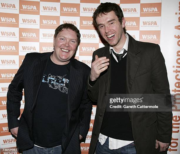 Mark Charnock and Dominic Brunt arrive at the 'Celebs Stand Up For Animals' performance at the Carling Apollo Hammersmith on January 21, 2007 in...