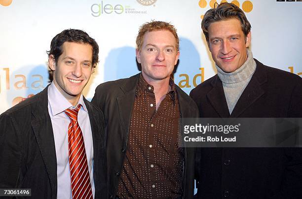 Actors Jeremy Glazer, William Dennis Hutley and Robert Gant pose at the GLAAD Media Nominations Announcement at Side Bar during the 2007 Sundance...