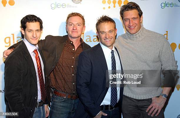 Actors Jeremy Glazer, William Dennis Hutley, Chad Allen and Robert Gant pose at the GLAAD Media Nominations Announcement at Side Bar during the 2007...