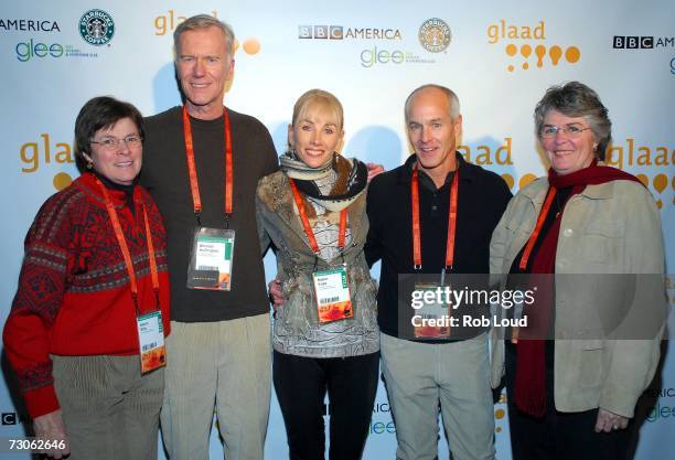 Karen Ellis, Michael Huffington, Robin Voss, Bob Greenbaum, and Sandra Hartman from "For the Bible Tells Me So" pose at the GLAAD Media Nominations...