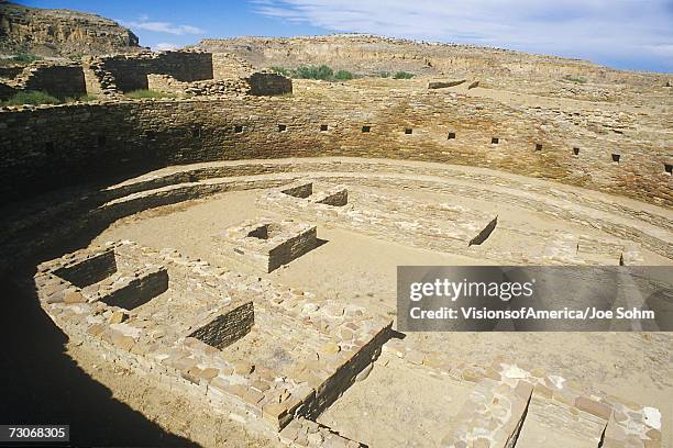 "ceremonial kiva at chaco canyon indian ruins, nm, circa 1060, the center of indian civilization, nm" - chaco canyon ruins stock pictures, royalty-free photos & images