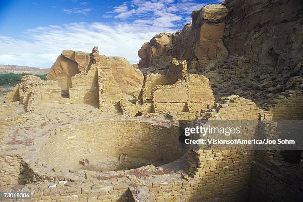 "chaco canyon indian ruins, nm, circa 1060, the center of indian civilization, nm" - chaco canyon ruins stock pictures, royalty-free photos & images