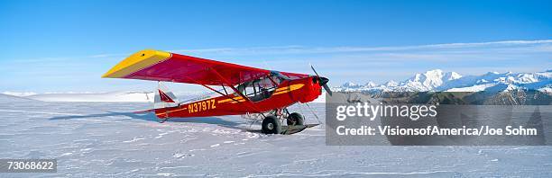 "super cub piper bush airplane, wrangell-st. elias national park, alaska" - joe piper stock pictures, royalty-free photos & images