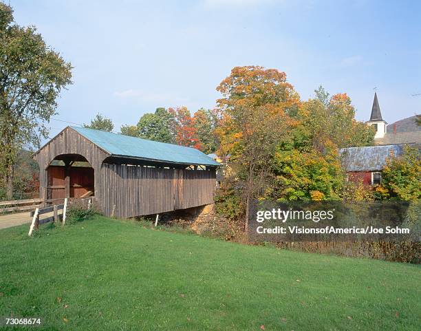 "covered bridge, waterville, vermont" - vermont steeple stock pictures, royalty-free photos & images