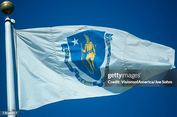 state flag of massachusetts - massachusetts flag stock pictures, royalty-free photos & images