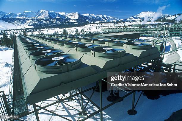 "hot water to electric power at the geothermal power plant at mammoth-pacific, ca" - thermal power station stock pictures, royalty-free photos & images
