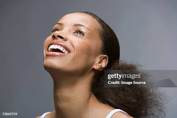 happy young woman - freckle stock pictures, royalty-free photos & images