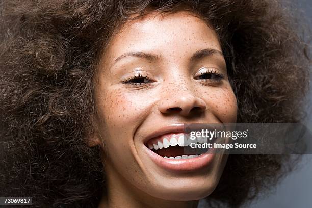 happy young woman - freckle stock pictures, royalty-free photos & images