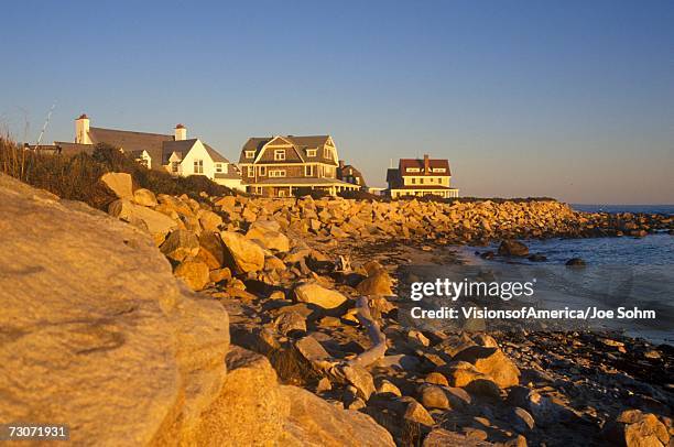 "ocean front home on scenic route 1 at sunset, misquamicut, ri" - misquamicut stock pictures, royalty-free photos & images