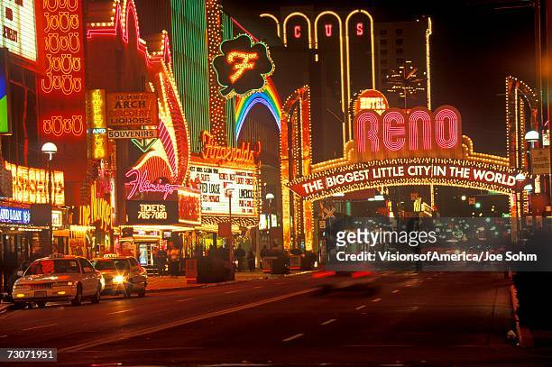 "neon lights at night in reno, nv" - neon joe stock pictures, royalty-free photos & images