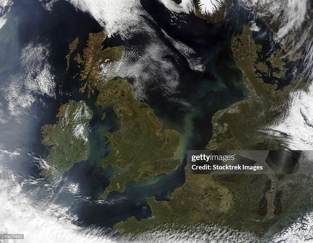 This true-color MODIS image showcases Northern Europe.