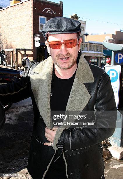 Musician Bono on Main Street during the 2007 Sundance Film Festival on January 22, 2007 in Park City, Utah.