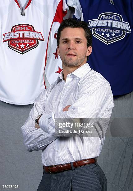 Martin St. Louis of the Eastern Conference All-Stars poses for a portrait for the 2007 NHL All-Star Game at the American Airlines Center on January...