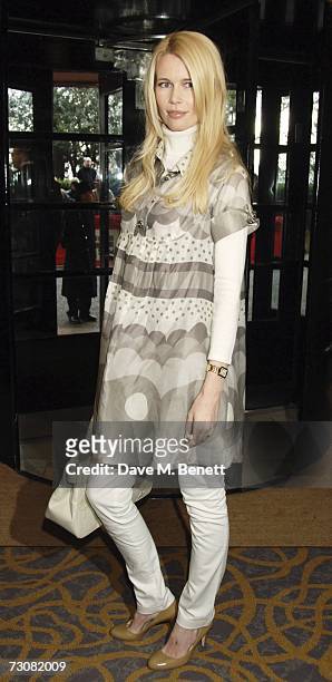 Model Claudia Schiffer arrives at the South Bank Show Awards, at The Savoy Hotel on January 23, 2007 in London, England.