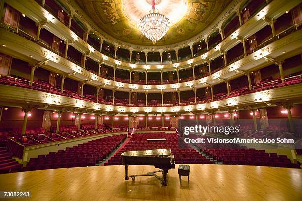 grand old lady of broad street, a 1857 built opera stage with grand piano at the opera company of philadelphia at the academy of music, philadelphia pa - ópera fotografías e imágenes de stock