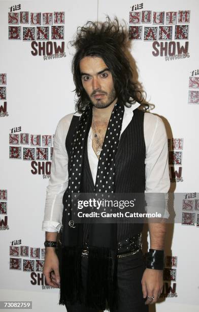 Comedian Russell Brand poses backstage at the South Bank Show Awards at the Savoy Hotel on January 23, 2007 in London, England.