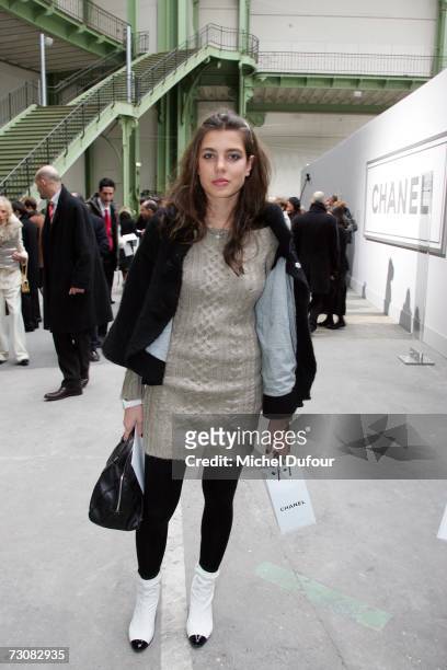 Charlotte Casiraghi attends the Chanel Fashion show, during Paris Fashion Week Spring-Summer 2007 at Grand Palais on January 23, 2007 in Paris,...