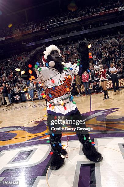 Suns team mascot "Go" the Gorilla entertains the crowd during the NBA game between the Washington Wizards and the Phoenix Suns at U.S. Airways Arena...