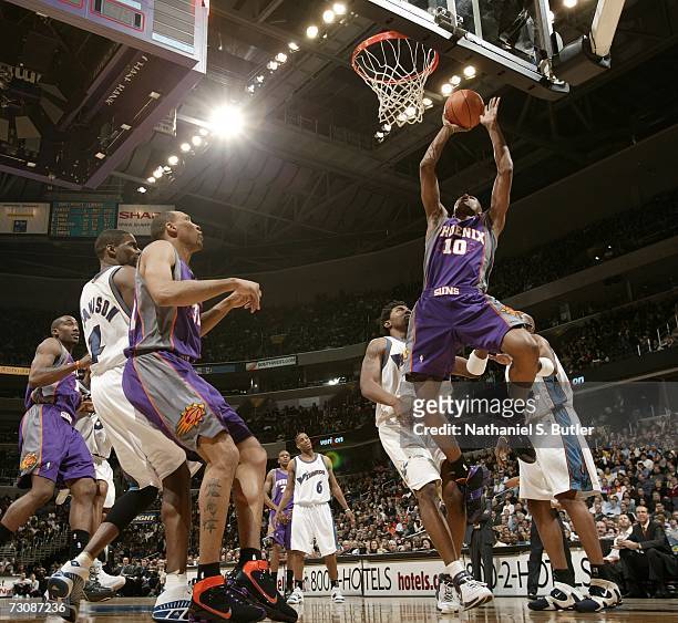 Leandro Barbosa of the Phoenix Suns shoots against the Washington Wizards during the game at the Verizon Center on January 23, 2007 in Washington,...