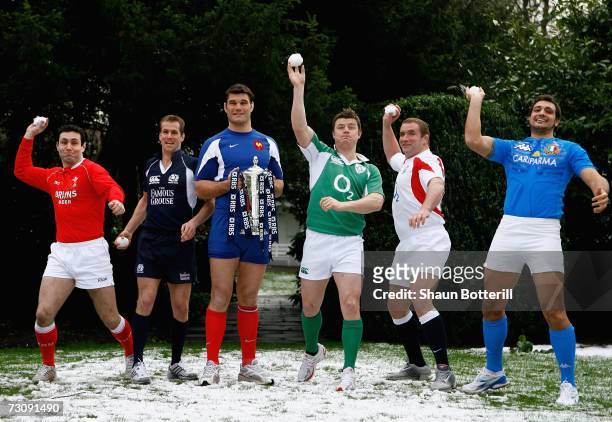 Stephen Jones captain of Wales, Chris Patterson captain of Scotland, Fabien Pelous captain of France, Brian O'Driscoll captain of Ireland, Phil...