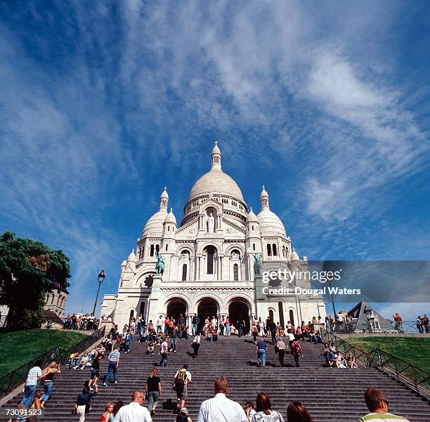 france, paris, sacre coeur and steps - sacré coeur paris photos et images de collection