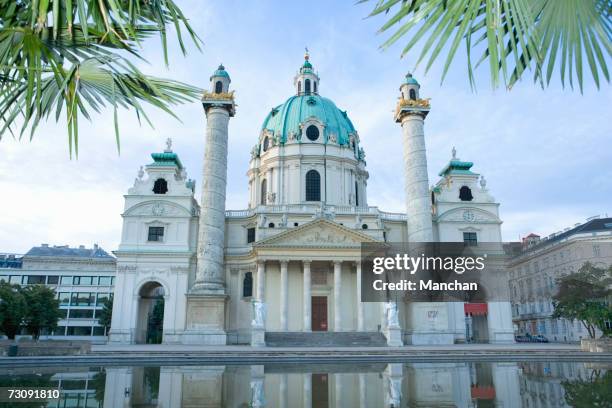 austria, vienna, church karlskirche - karlskirche stock-fotos und bilder