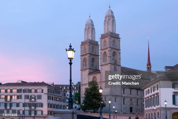 switzerland, zurich, church grossmunster - grossmunster cathedral stock pictures, royalty-free photos & images