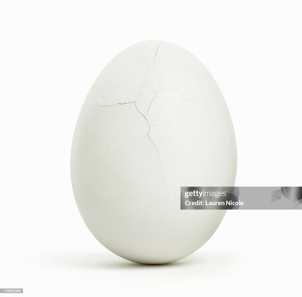 Egg, cracks on surface, close up