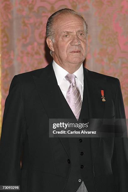 King Juan Carlos of Spain receives foreign diplomats on January 24, 2007 at the Royal Palace in Madrid.