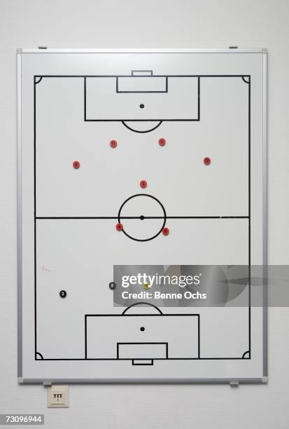 strategy board for a soccer game - soccer tactics board stock pictures, royalty-free photos & images