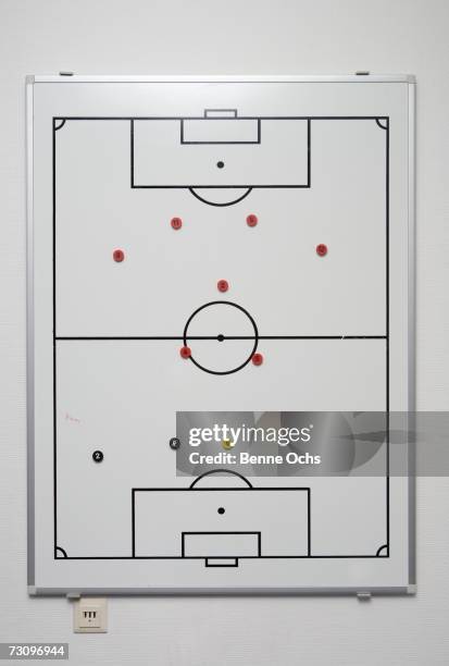 strategy board for a soccer game - football game plan stock pictures, royalty-free photos & images