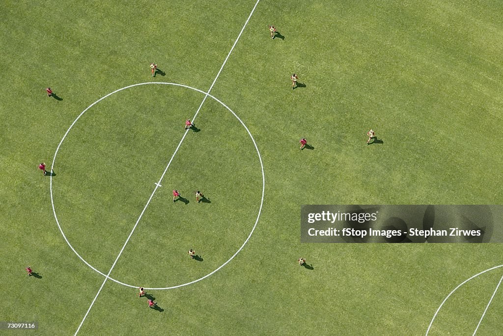 Aerial view of football match