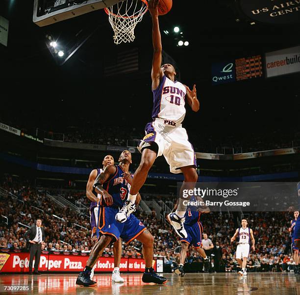 Leandro Barbosa of the Phoenix Suns shoots a layup during a game against the New York Knicks at US Airways Center on December 29, 2006 in Phoenix,...