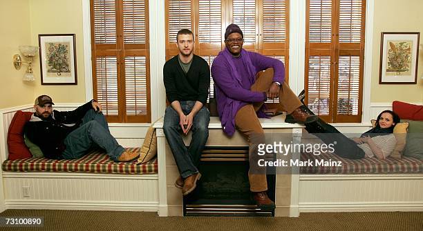 Director Craig Brewer, actors Justin Timberlake, Samuel L. Jackson and Christina Ricci from the film "Black Snake Moan" pose for a portrait during...
