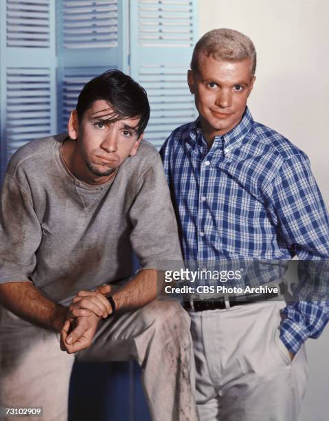 American actors Bob Denver and Dwayne Hickman star in the CBS TV series 'The Many Loves of Dobie Gillis', circa 1961.