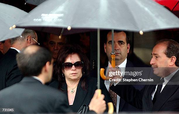 Victoria Gotti, widow of mobster John Gotti, leaves the Papavero funeral home, after a wake held for John Gotti, June 14, 2002 in the Queens borough...